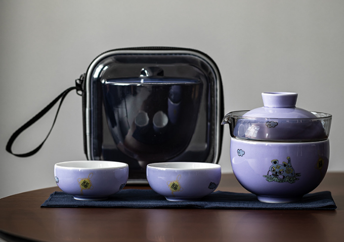 Travelling tea set-3 cups and 1 pot